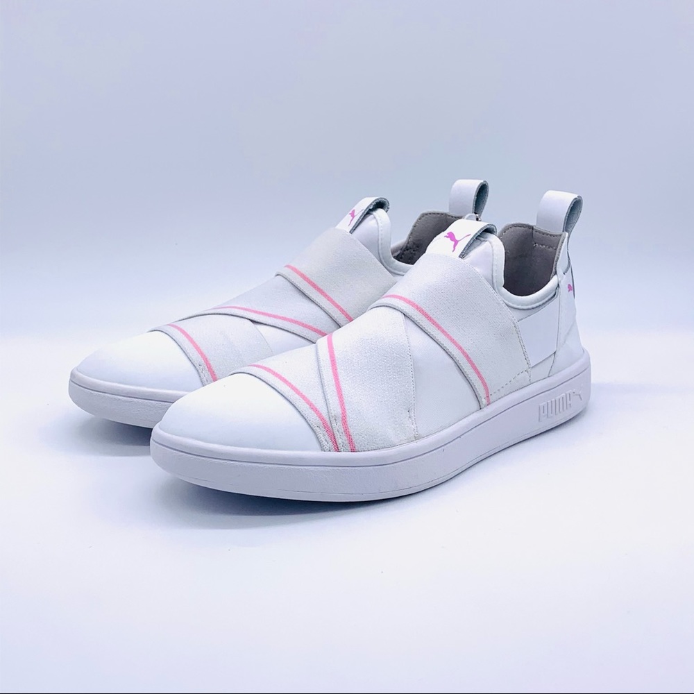 Puma Womens Smash V2 Slip On White-pale Pink Shoes - Picture 4 of 11